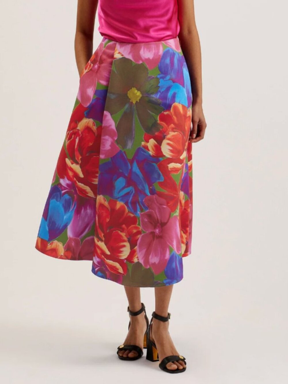 Ted Baker Printed Floral Wrap Midi Skirt US 8 US  (Ted Size 3)